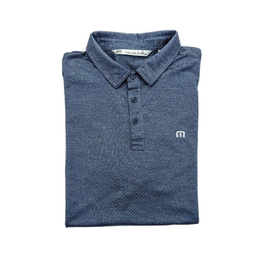 Travis Mathew Polo Shirt Adult Large Blue Gray Lightweight Golf Casual Mens